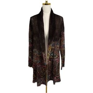 Adore Womens Wool Mohair‎ Blend Open Cardigan Large Stained Glass Art to Wear